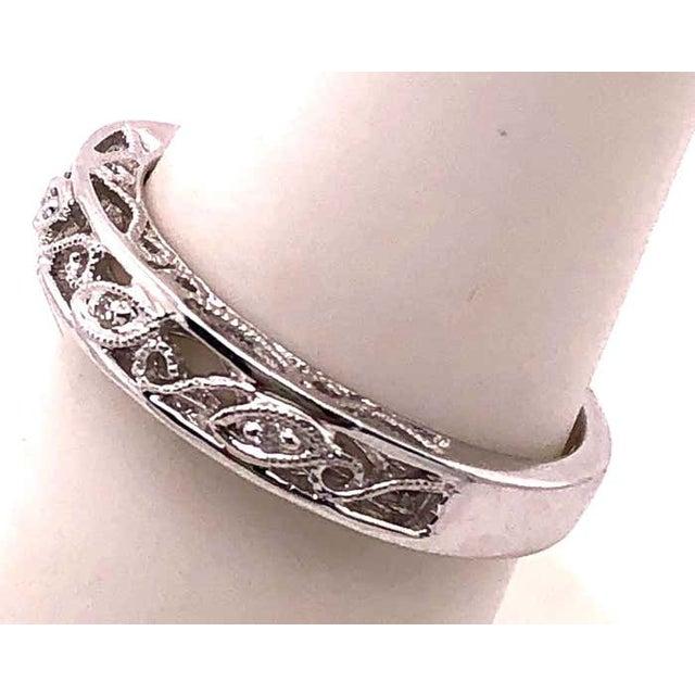 2010s 14 Karat White Gold Diamond Wedding Band Anniversary Filigree Ring, Size 6 For Sale - Image 5 of 6