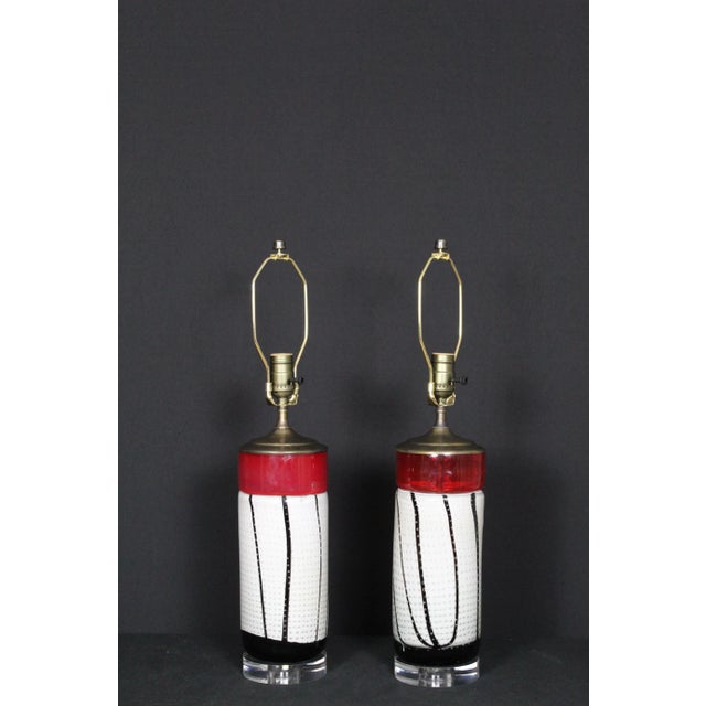 Mid 20th Century F. Fabbian Style Murano Lamps - a Pair For Sale - Image 11 of 13