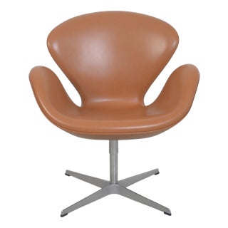 Tall Swan Chair in Cognac Leather by Arne Jacobsen, 2006 For Sale