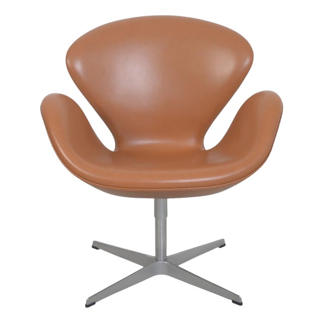 Tall Swan Chair in Cognac Leather by Arne Jacobsen, 2006 For Sale