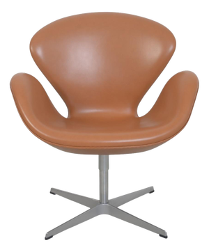 Tall Swan Chair in Cognac Leather by Arne Jacobsen, 2006