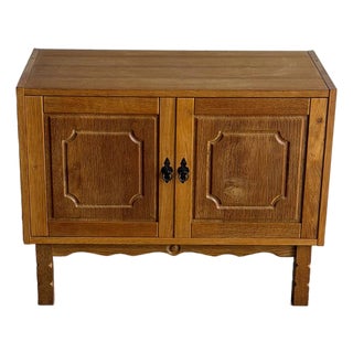 Vintage Danish Oak Cabinet by Henning Mid Century Scandinavian Storage Cabinet For Sale