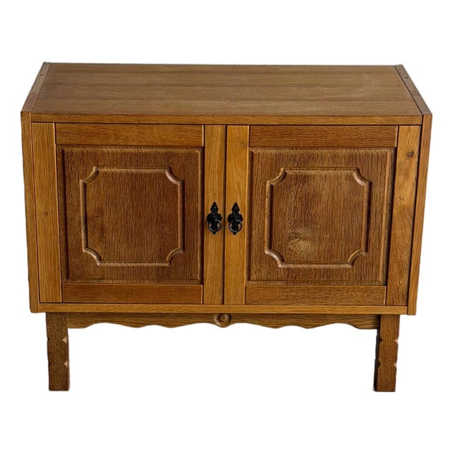 Vintage Danish Oak Cabinet by Henning Mid Century Scandinavian Storage Cabinet For Sale