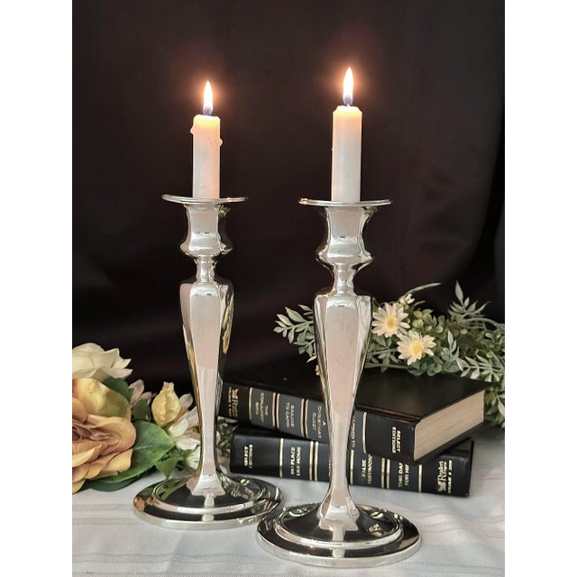 Early 20th Century Antique Tiffany and Co Sterling Silver Candlesticks Monogram -A Pair For Sale - Image 5 of 12