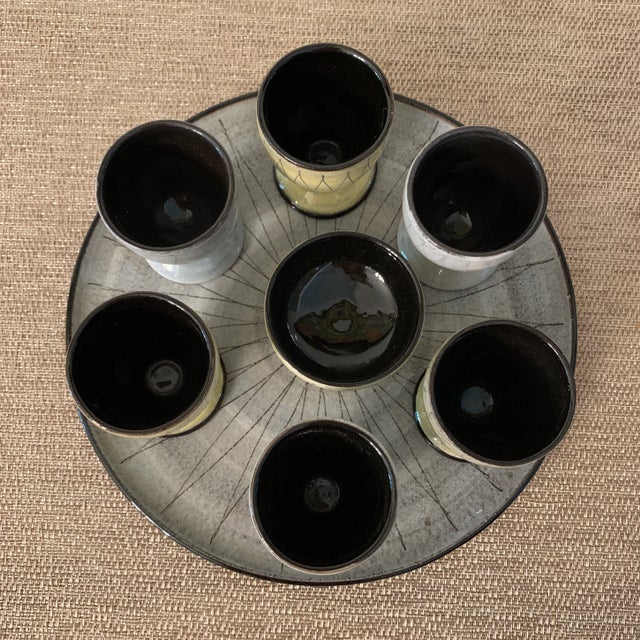 Mid-Century Modern Vintage Burkart Handarbeit Kreuzlingen Ceramic Egg Server- 8 Pieces For Sale - Image 9 of 10