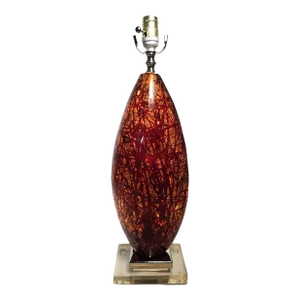 Late 20th Century Italian Lucite Variegated Amber Look Table Lamp