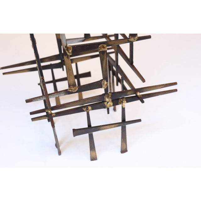 Vintage Brutalist Abstract Freestanding Metal Nail Art Sculpture For Sale - Image 11 of 12