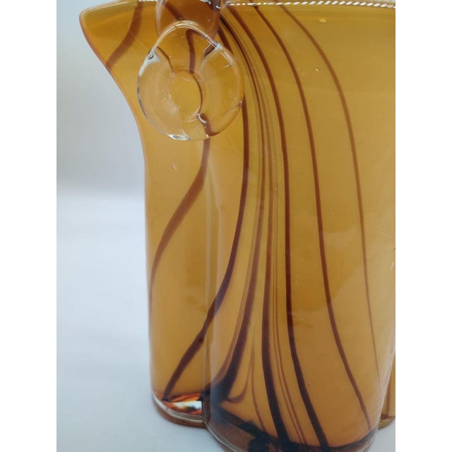 1970s Large Mid-Century Modern Sommerso Art Glass Basket Vase in Amber and Brown, 1970s For Sale - Image 5 of 12