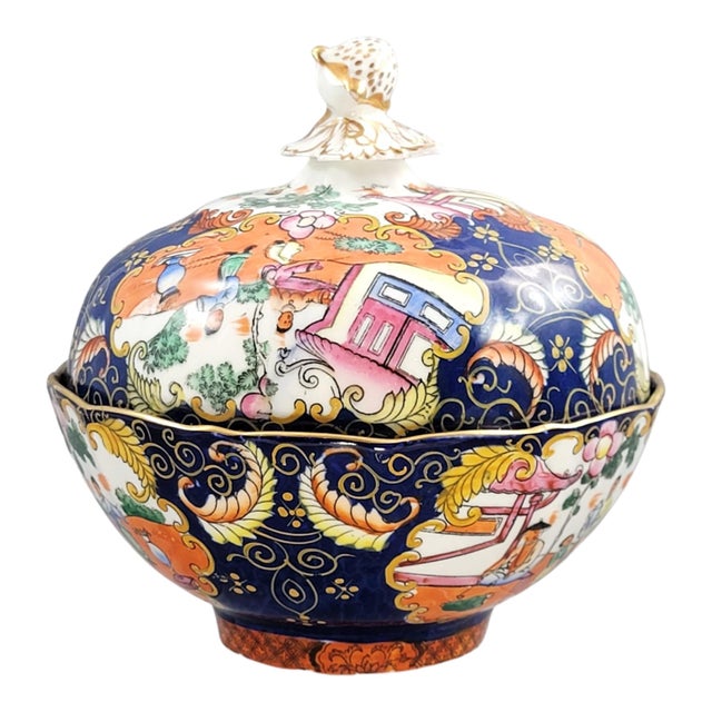 Patent Ironstone Chinoiserie Pattern Covered Bowl by Masons, 1820 For Sale - Image 4 of 14
