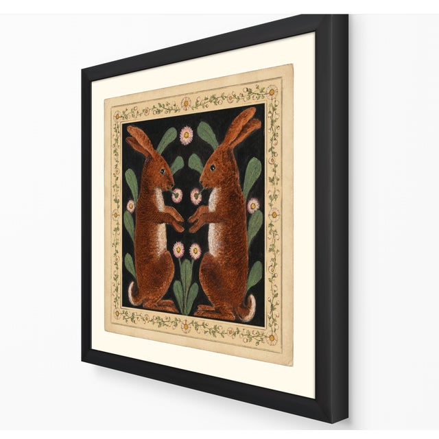 Atelier Aria Lumae Arts and Crafts Symmetrical Hares Folklore Fine Art Gallery Board Print With Integrated Floral Border Design 18 X 18 For Sale - Image 10 of 17