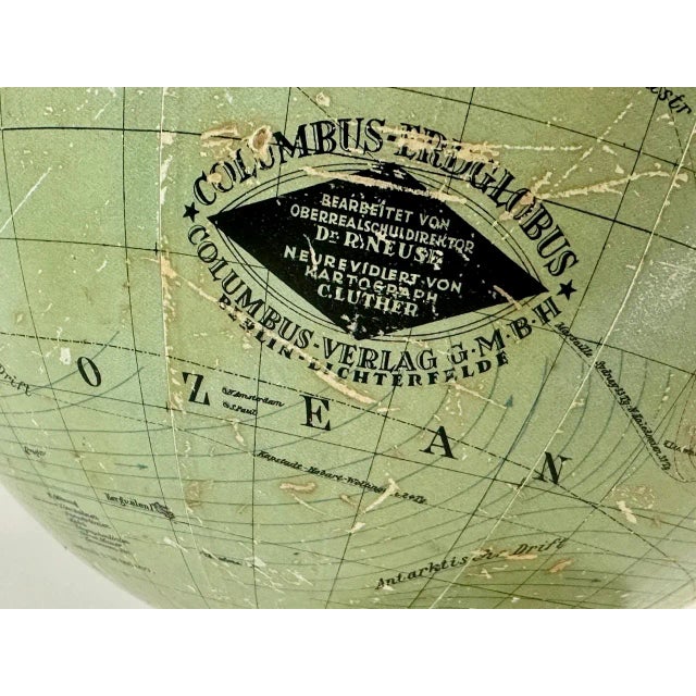 Vintage Terrestrial Globe by R. Neuse & C. Luther for Columbus Verlag, 1936 For Sale - Image 10 of 11
