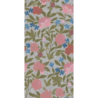 Sample - Large Scale, Floral Bouquet Wallpaper by Paule Marrot in Gray For Sale