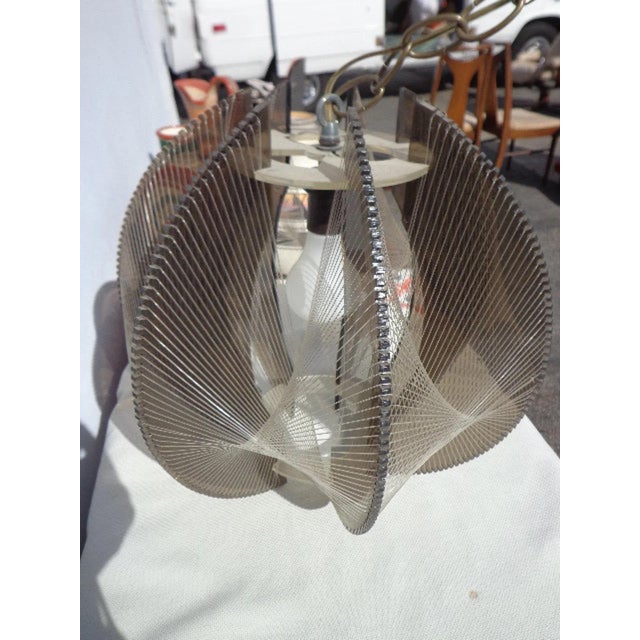 Metal Mid Century Lucite Pendant Light Chandelier Paul Secon Sompex Fixture For Sale - Image 7 of 10