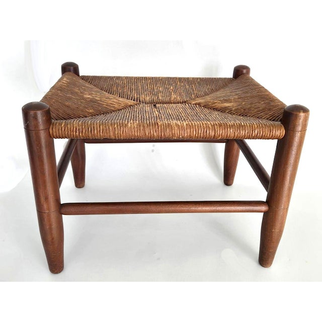 Offered is a large solid Walnut wood and woven straw stool made in France in the mid 1950s to early 1960s. Though unmarked...
