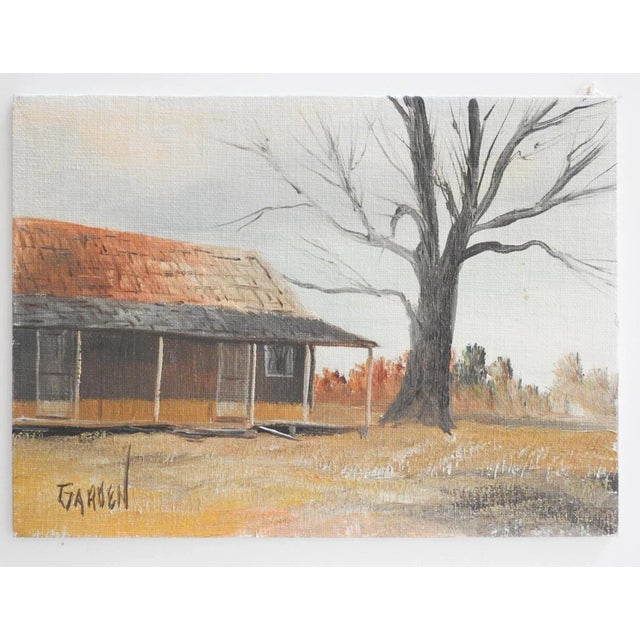 Farmhouse Small Mid 20th Century Old Farmhouse Painting For Sale - Image 3 of 3
