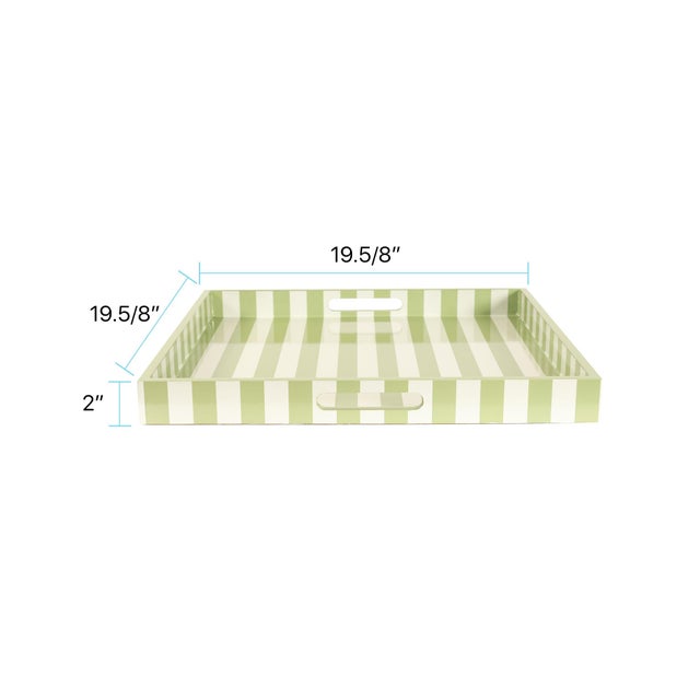 Green Soho Green Stripe Tray For Sale - Image 8 of 9