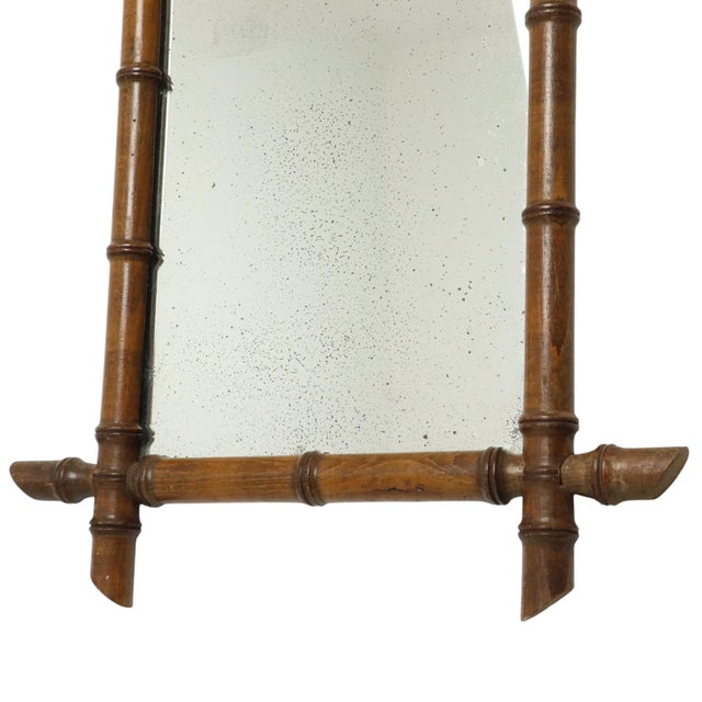 French Faux Bamboo Mirror in Wood, 1920s For Sale - Image 4 of 14