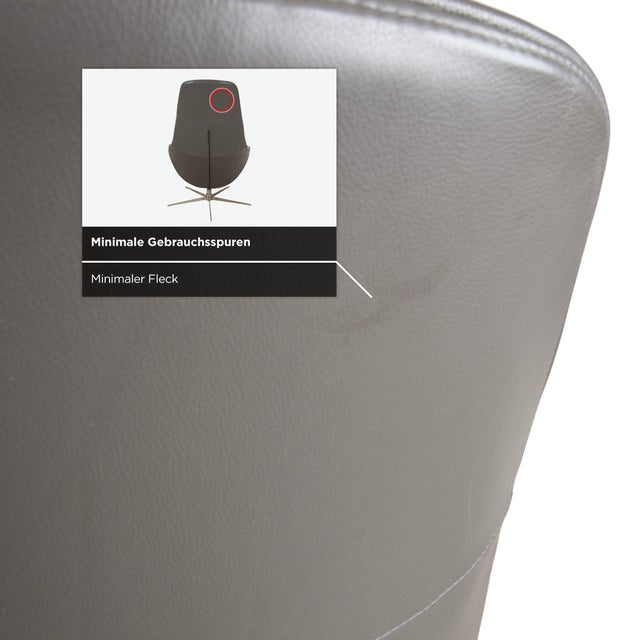 Boston Leather Armchair with Ottoman in Grey Brown Taupe Estoril Semi Aniline Leather 0959 with Manual Swivel and Rocking Function from Boconcept For Sale - Image 9 of 18