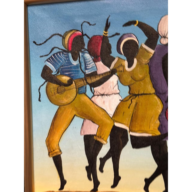 R. Shaw, Dancing Figures with Instruments, 1950s, Oil Painting on Canvas, Framed For Sale - Image 7 of 15