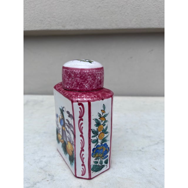 1930s French Faience Tea Canister Chinoiserie Emile Tessier Malicorne Circa 1930 For Sale - Image 5 of 7