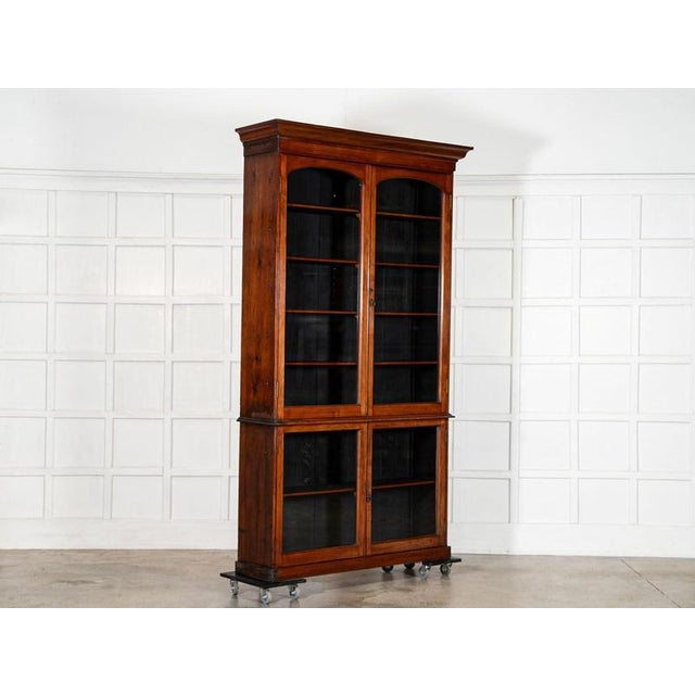 Large Antique English Mahogany Glazed Library Bookcase, 1870 For Sale - Image 3 of 18