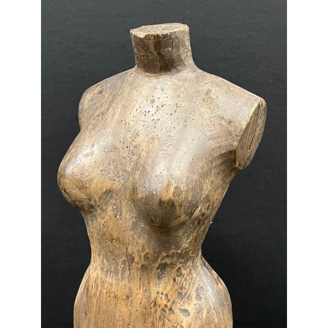 Late 20th Century Carved Solid Wood Female Torso Sculpture Late 20th Century For Sale - Image 5 of 5