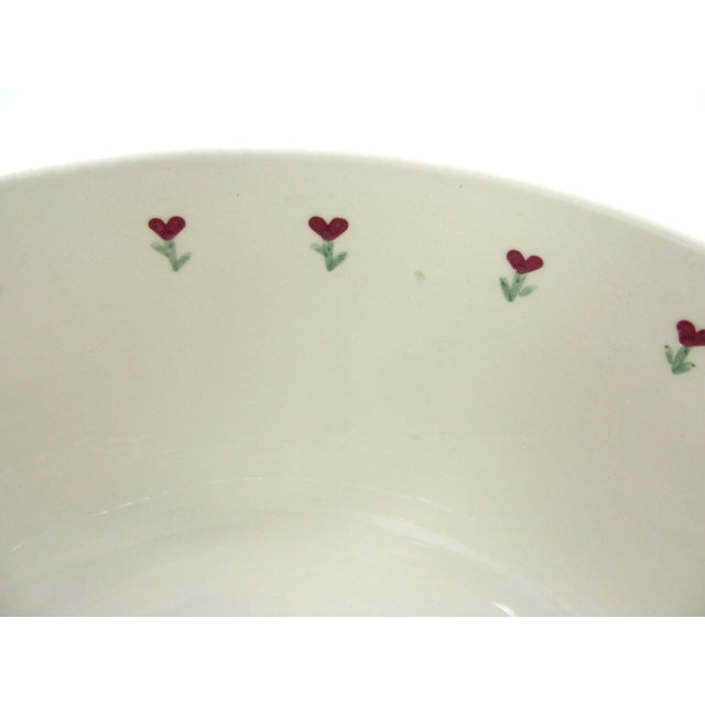 12" American Stoneware Hand Painted Red Heart Flower Great Bowl For Sale - Image 10 of 14