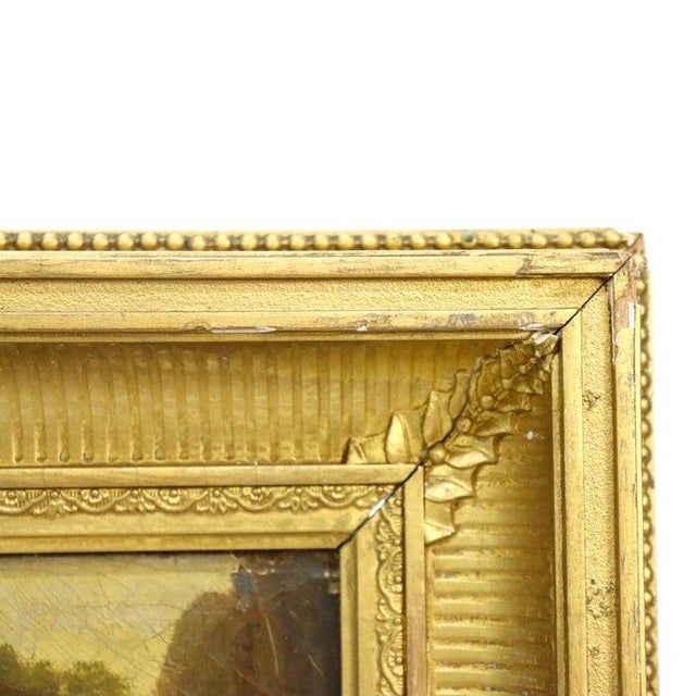 Oil on Canvas Landscape Painting With Original Gilt Wood Frame 19thC For Sale - Image 6 of 10