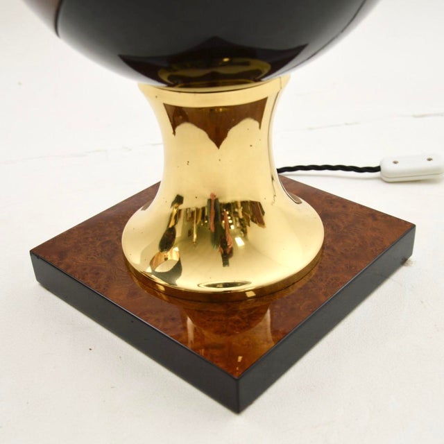 Vintage Italian Walnut and Brass Table Lamps, 1970, Set of 2 For Sale - Image 10 of 11