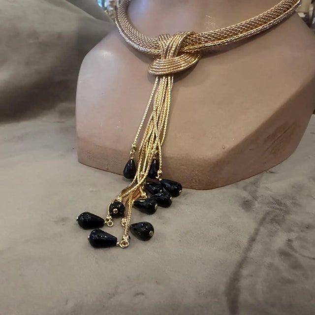 21st Century Vintage Costume Jewelry Gilt Metal Italian Multi Strand Necklace 2 For Sale - Image 10 of 17