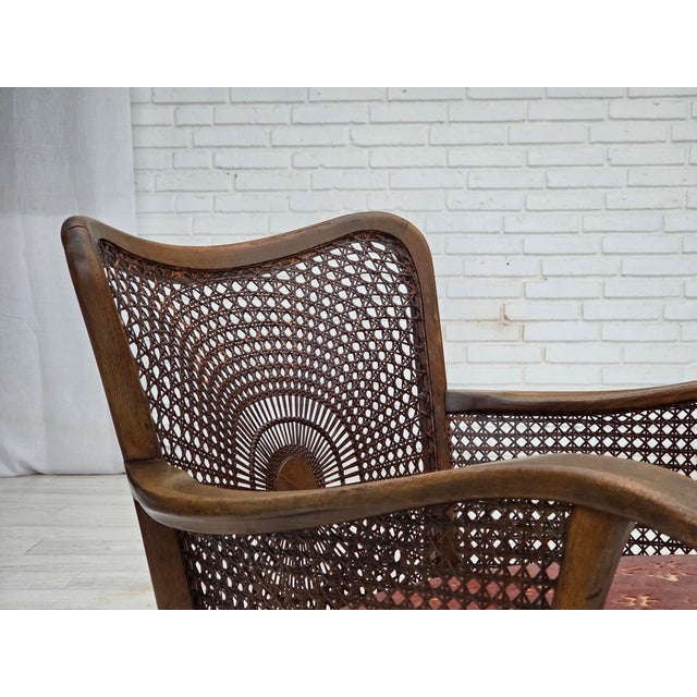 Vintage Danish Armchair in Salmon Pink Furniture Velour and Furniture Mesh, 1950s For Sale - Image 10 of 18