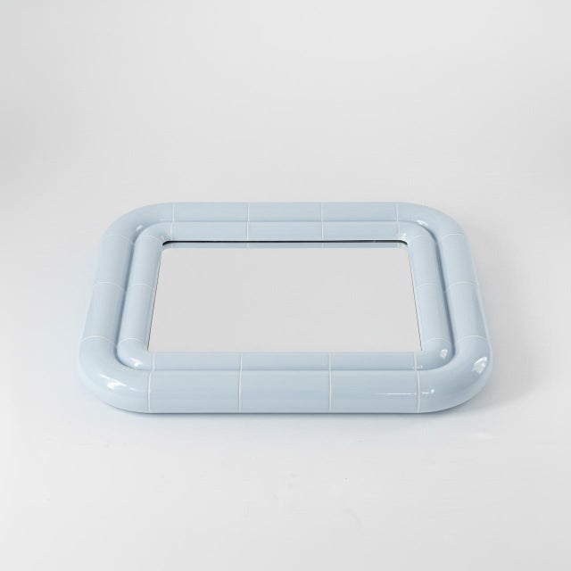 Contemporary Portalito Mirror in Ice Blue by Tilecito For Sale - Image 3 of 5