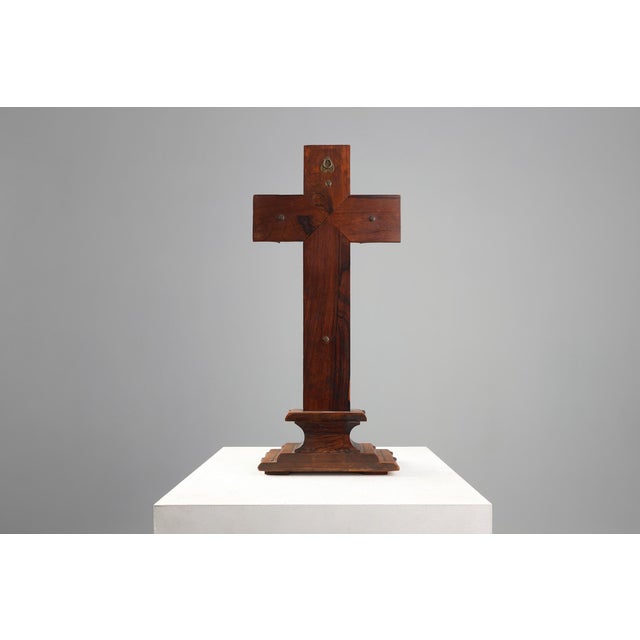 French Oak and Copper Crucifix, 1920 For Sale - Image 12 of 13