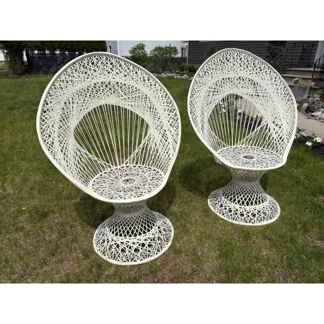 Mid-Century Modern Mid Century Russel Woodward Spun Fiberglass Peacock Chairs - A Pair For Sale - Image 3 of 8