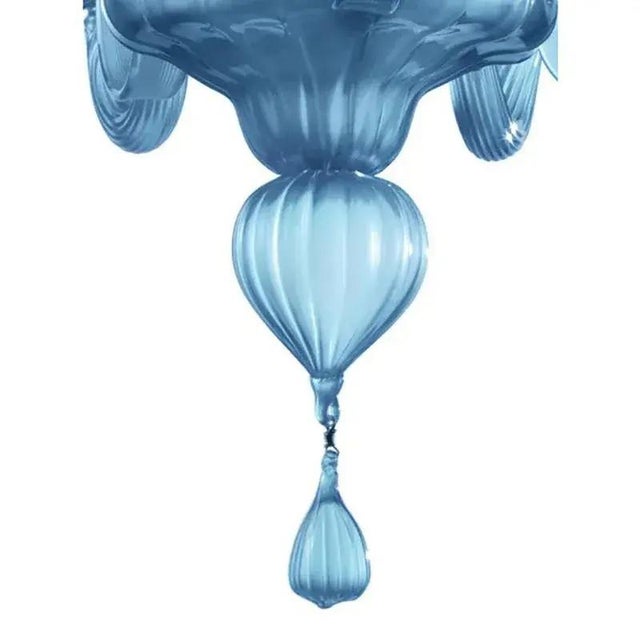 Venetian blue satin murano glass chandelier by simoeng, in new conditions. Designed from 2000 up to 250v (europe/uk...