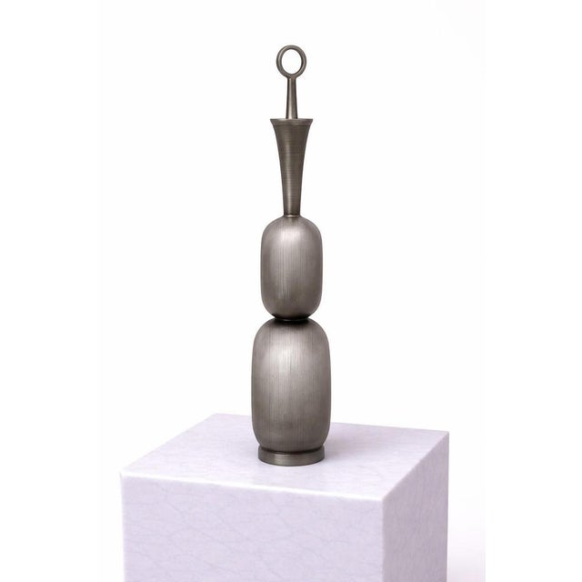 1950s Scandinavian Modern Pewter Bottle by Gunnar Havstad, Norway, 1950s For Sale - Image 5 of 9