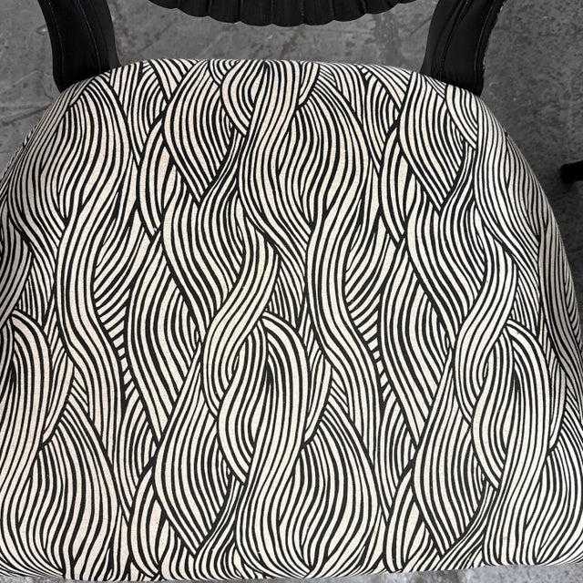 Louis XVI Style Black & White Armchairs, Pair For Sale In San Francisco - Image 6 of 12