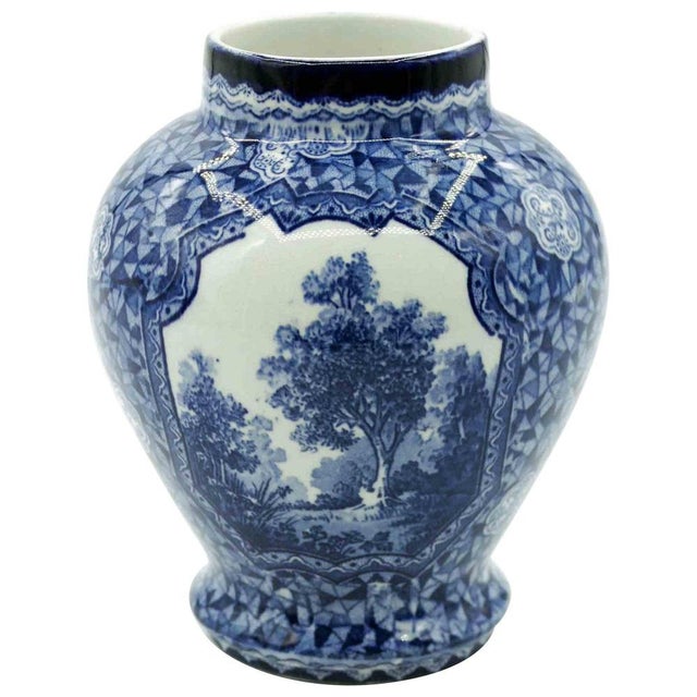 Ceramic Porcelain Blue Vase by Franz Anton Mehlem, 19th Century For Sale - Image 7 of 7