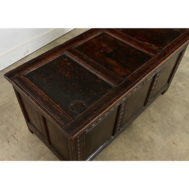 French 18th Century Solid Oak Carved Coffer For Sale In Baton Rouge - Image 6 of 11