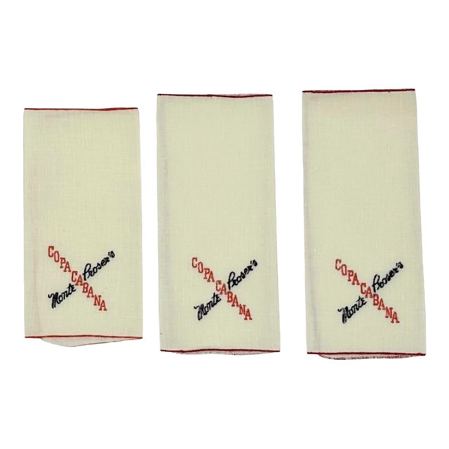 Vintage Copacabana Nyc Nightclub Linen Napkins - Set of 3 For Sale