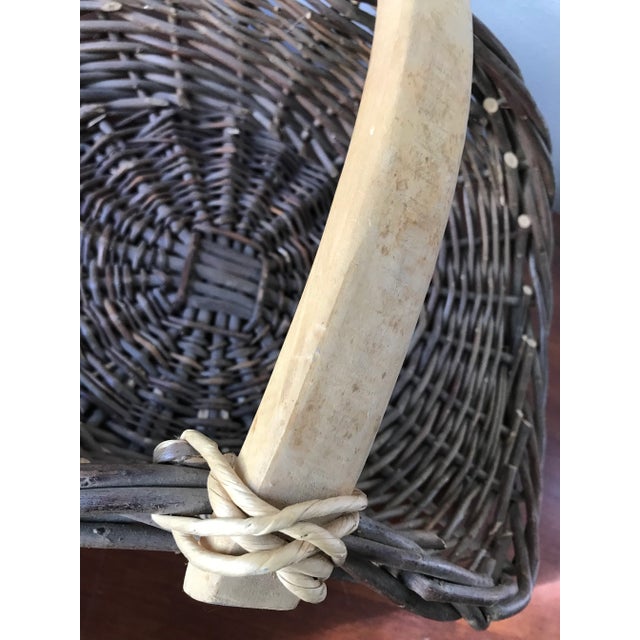 Farmhouse Vintage Handmade Woven Willow Flower Harvest Basket For Sale - Image 3 of 8