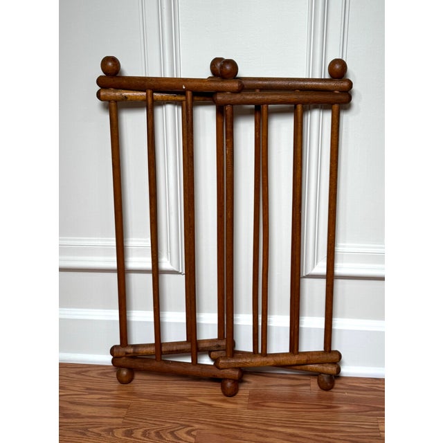 Vintage Arts & Crafts Solid Wood Stick & Ball Collapsible Umbrella Stand For Sale - Image 11 of 12