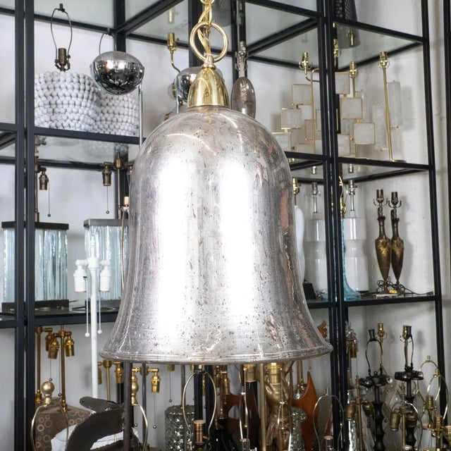Mid-Century Modern Bell-Shaped Mercury Glass Pendant For Sale - Image 3 of 10