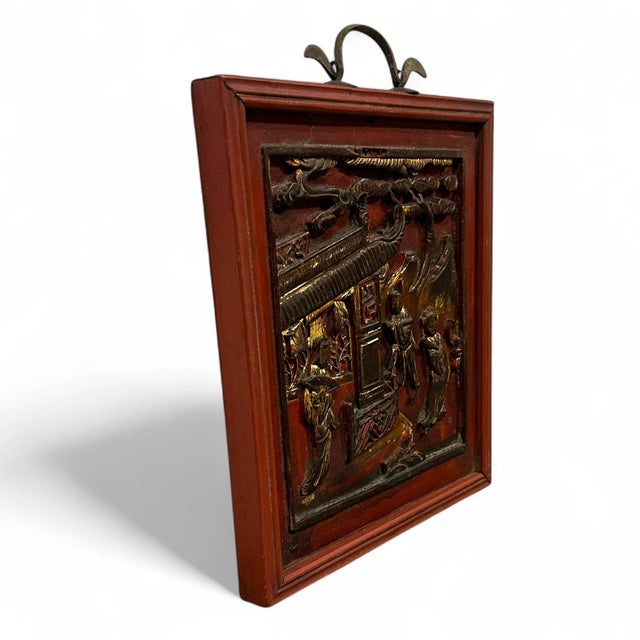 Early 20th Century Antique Chinese Carved Wood Panel, Late Qing Dynasty, 19th/20th Century For Sale - Image 5 of 8