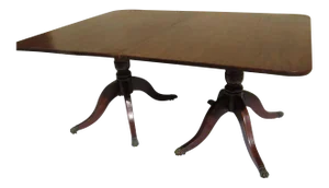 English Mahogany Double Pedestal Dining Table with One Leaf c 1830