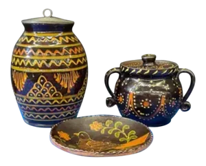 Early 21st Century Greg Schooner Redware Pottery Set- 3 Pieces