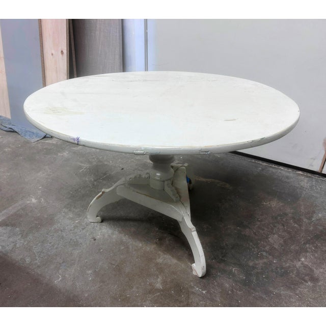 Vintage White Painted Oval Pedestal Side Table For Sale - Image 9 of 12