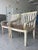 Vintage Weathered Hardwood Scroll Arm Garden Chairs With Natural Patina, a Pair For Sale - Image 9 of 12