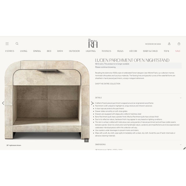 2020s Restoration Hardware Lucien Parchment Nightstands – Pair For Sale - Image 5 of 7