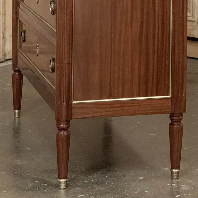 Antique French Louis XVI Mahogany Commode With Carrara Marble For Sale In Dallas - Image 6 of 16